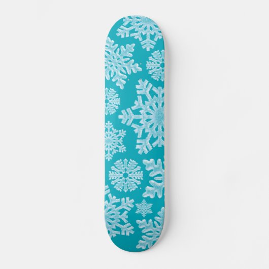 Icy Aqua Blauwgroen Bevroren Wintersnowflakes Kers Persoonlijk Skateboard (Voorkant)