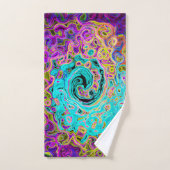 Icy Aqua Blue Groovy Abstract Retro Liquid Swirl Bad Handdoek (Handdoek)