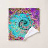 Icy Aqua Blue Groovy Abstract Retro Liquid Swirl Bad Handdoek (Wasdoekje)