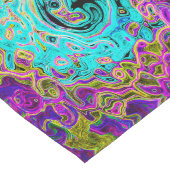 Icy Aqua Blue Groovy Abstract Retro Liquid Swirl Lange Tafelloper (Hoek)