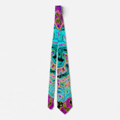 Icy Aqua Blue Groovy Abstract Retro Liquid Swirl Stropdas (Achterkant)