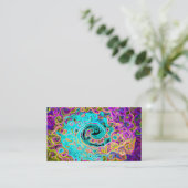 Icy Aqua Blue Groovy Abstract Retro Liquid Swirl Visitekaartje (Staand voorkant)