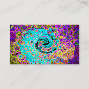 Icy Aqua Blue Groovy Abstract Retro Liquid Swirl Visitekaartje