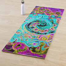 Icy Aqua Blue Groovy Abstract Retro Liquid Swirl