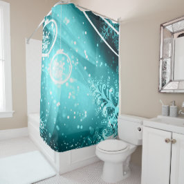 Icy Aqua en Blauwgroen Winter Shower Curtain Douchegordijn
