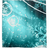 Icy Aqua en Blauwgroen Winter Shower Curtain Douchegordijn (Voorkant)