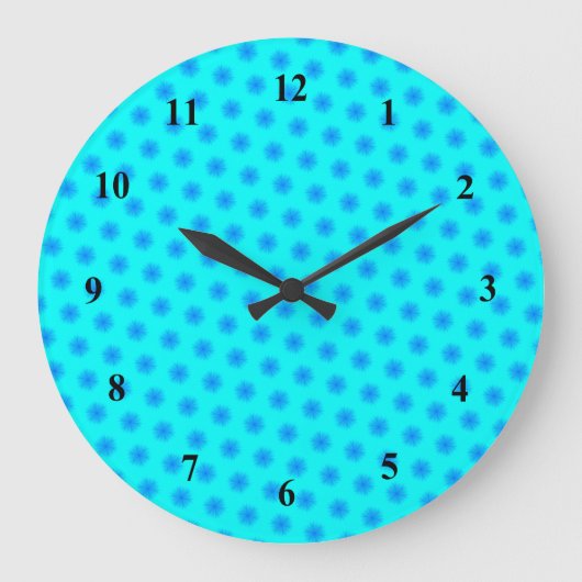 Icy Aqua en Blue Snowflake Pattern Grote Klok (Voorkant)