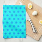 Icy Aqua en Blue Snowflake Pattern Theedoek (Quarter Fold)