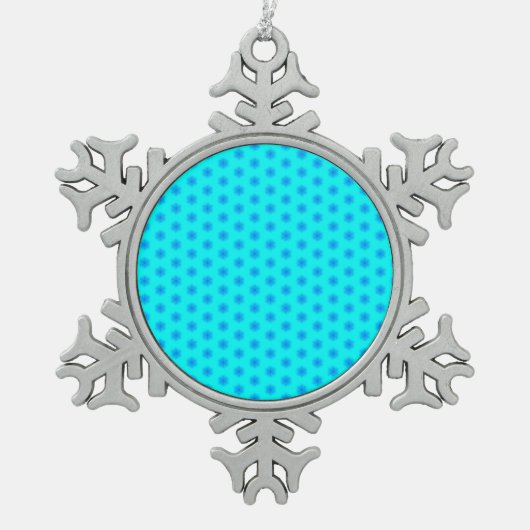 Icy Aqua en Blue Snowflake Pattern Tin Sneeuwvlok Ornament (Voorkant)