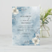 Icy Bloom Frost Wedding Kaart (Staand voorkant)