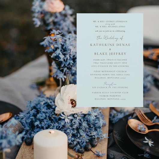 Icy Blue 2 Venue Chuch Wedding Invitation Kaart