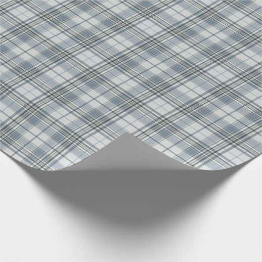 Icy Blue and Winter Gray Plaid Cadeaupapier (Hoek)