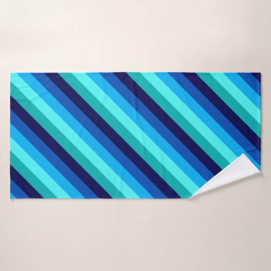 Icy Blue Blauwgroen strepen badhanddoek (Badhanddoek)