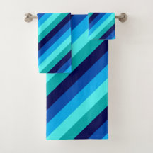 Icy Blue Blauwgroen strepen badhanddoek set