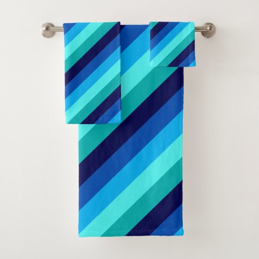 Icy Blue Blauwgroen strepen badhanddoek set Bad Handdoek (Insitu)