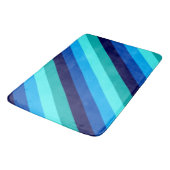 Icy Blue Blauwgroen strepen Grote badmat (Gekanteld)