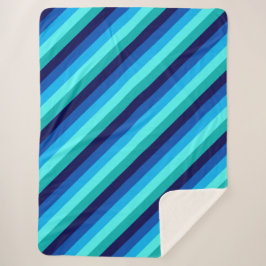 Icy Blue Blauwgroen Strepen Grote Sherpa Deken