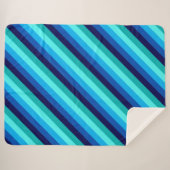 Icy Blue Blauwgroen Strepen Grote Sherpa Deken (Voorkant (horizontaal))