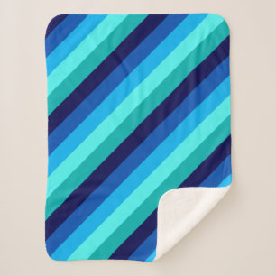Icy Blue Blauwgroen Strepen Kleine Sherpa Deken