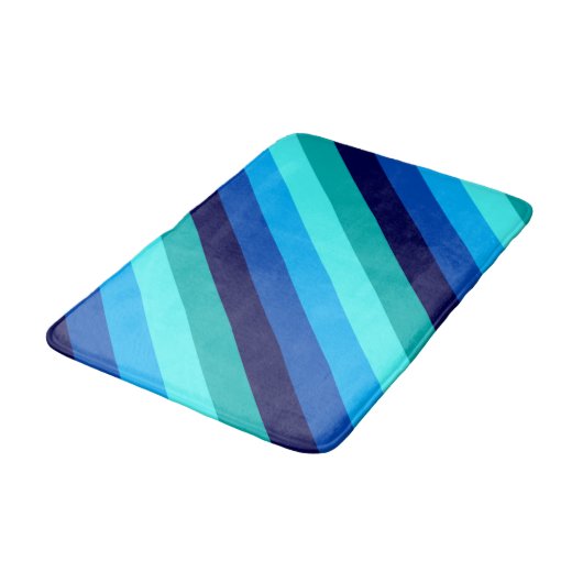 Icy Blue Blauwgroen strepen Medium badmat (Gekanteld)