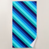 Icy Blue Blauwgroen strepen strandlaken (Voorkant)