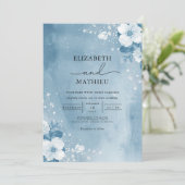 Icy Blue Botanical Frost Wedding Kaart (Staand voorkant)