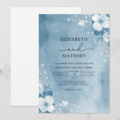 Icy Blue Botanical Frost Wedding Kaart (Voorkant / Achterkant)