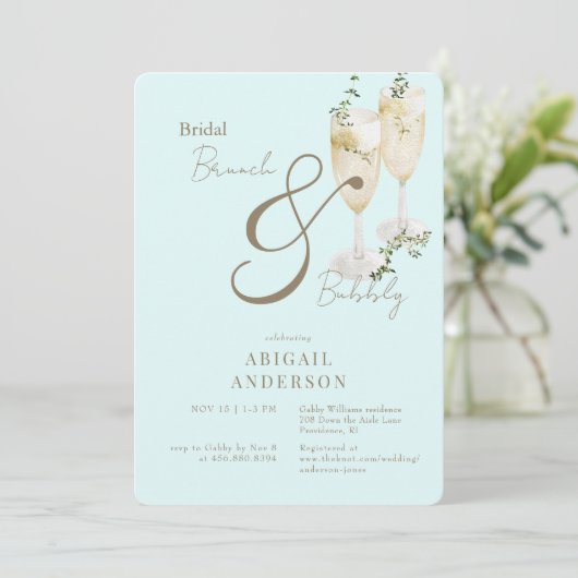 Icy Blue Bruids Brunch & Bubbels Douche Kaart (Staand voorkant)