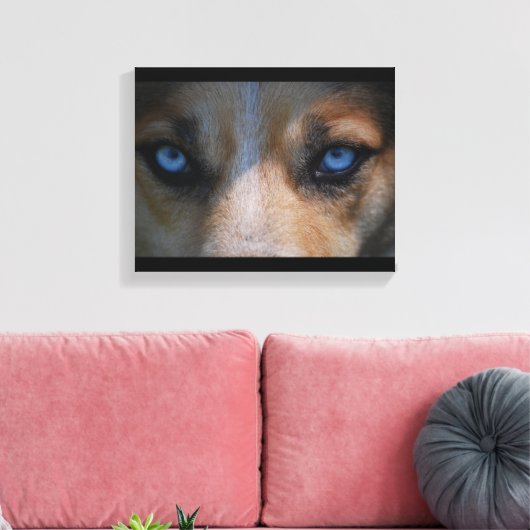 Icy Blue Canine Eyes Canvas Afdruk (Insitu (Woonkamer))