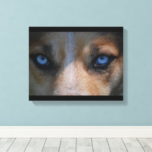 Icy Blue Canine Eyes Canvas Afdruk (Insitu (Houten vloer))