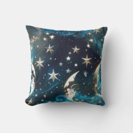 Icy Blue Celestial Moon Phases Pillow Kussen