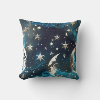 Icy Blue Celestial Moon Phases Pillow Kussen