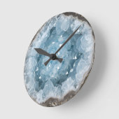 Icy Blue Celestite Crystal Geode Printed Gemstone  Ronde Klok (Hoek)