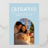 Icy Blue Christmas Baby Geboorteaankondiging Foto Folie Feestdagenkaart (Voorkant)