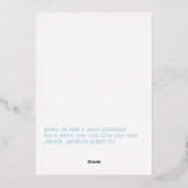 Icy Blue Christmas Baby Geboorteaankondiging Foto Folie Feestdagenkaart (Achterkant)