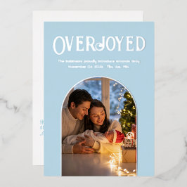 Icy Blue Christmas Baby Geboorteaankondiging Foto Folie Feestdagenkaart