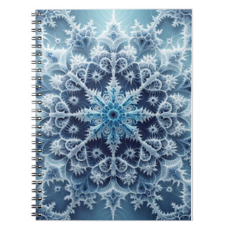 Icy Blue Crystal Fractal Pattern Notitieboek