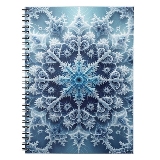 Icy Blue Crystal Fractal Pattern Notitieboek (Voorkant)