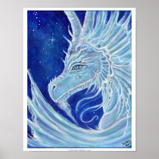Icy Blue Dragon poster print van Renee Lavoie (Voorkant)
