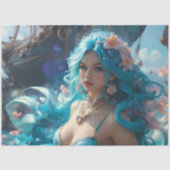 Icy Blue Elegant Mermaid Decoupage Paper Tissuepapier (Voorkant)