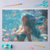 Icy Blue Elegant Mermaid Decoupage Paper v4 Tissuepapier (Craft)