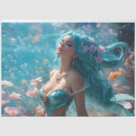 Icy Blue Elegant Mermaid Decoupage Paper v4 Tissuepapier