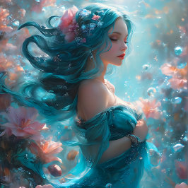 Icy Blue Elegant Mermaid Decoupage Paper v5 Tissuepapier