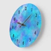Icy Blue en Paarse Waterverf Abstract ontwerp Grote Klok (Hoek)
