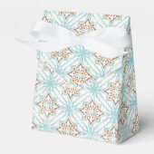 Icy Blue en Tan Damask Wedding Favor Boxes Bedankdoosjes (Voorkant Zijde)