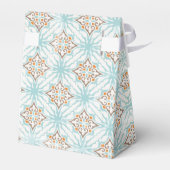 Icy Blue en Tan Damask Wedding Favor Boxes Bedankdoosjes (Achterkant)