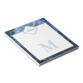 Icy Blue Floral Monogram Notitieblok (Schuin)