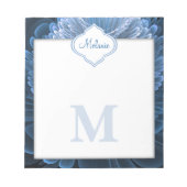 Icy Blue Floral Monogram Notitieblok (Voorkant)