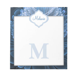 Icy Blue Floral Monogram Notitieblok