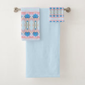  Icy Blue Floral Towel Set Bad Handdoek (Insitu)